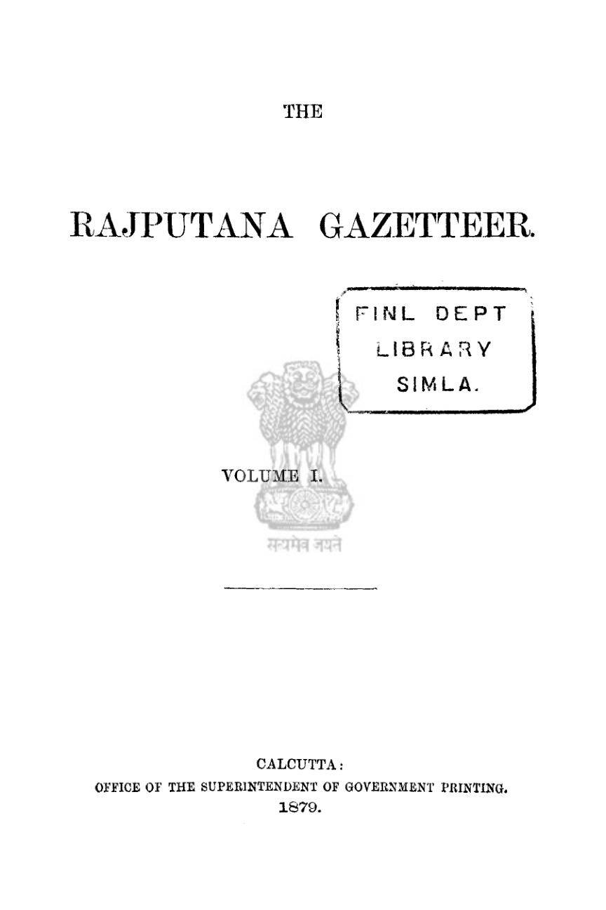The Rajputana Gazetteer Vol.I