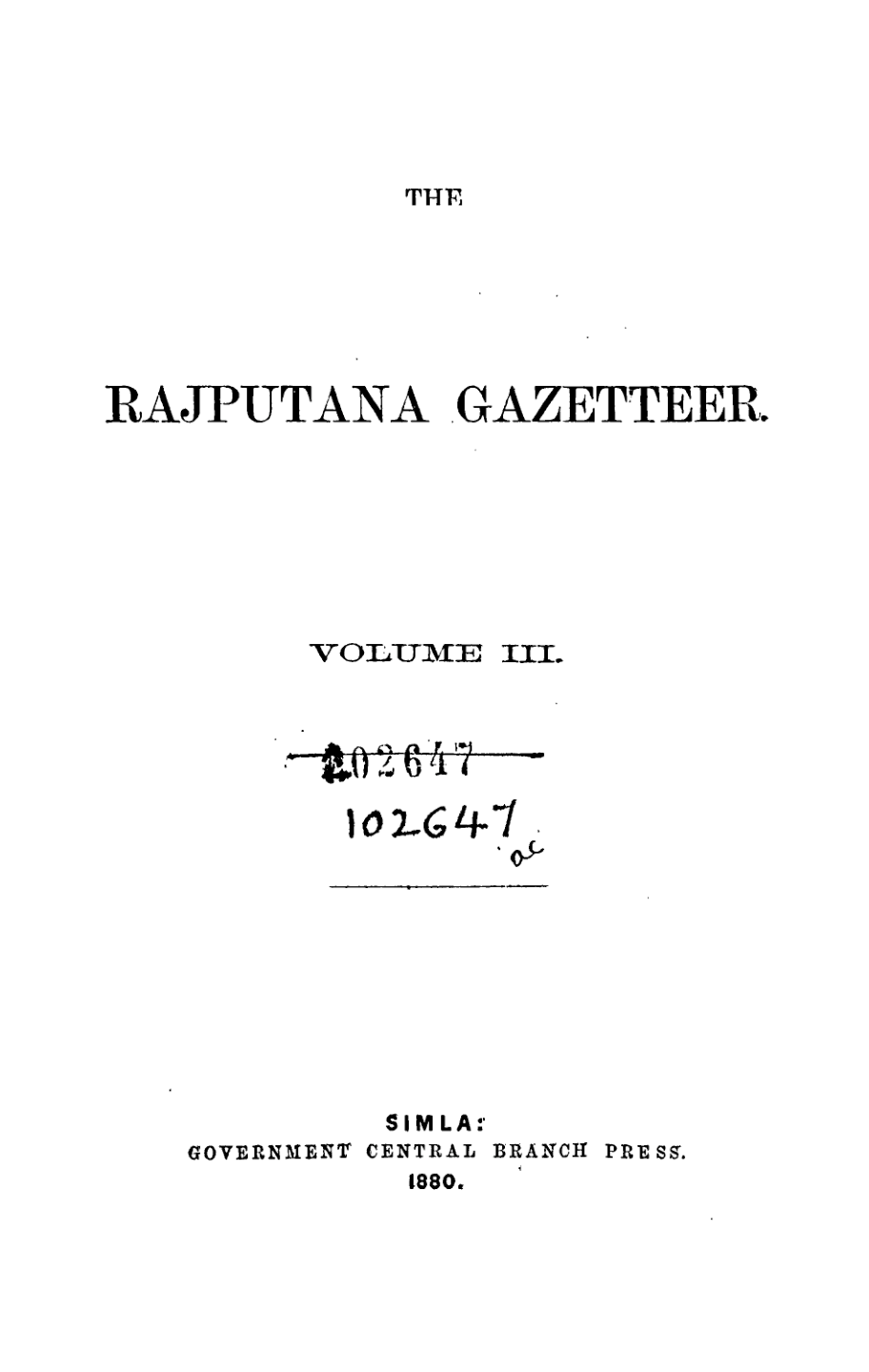 The Rajputana Gazetteer, Vol.III