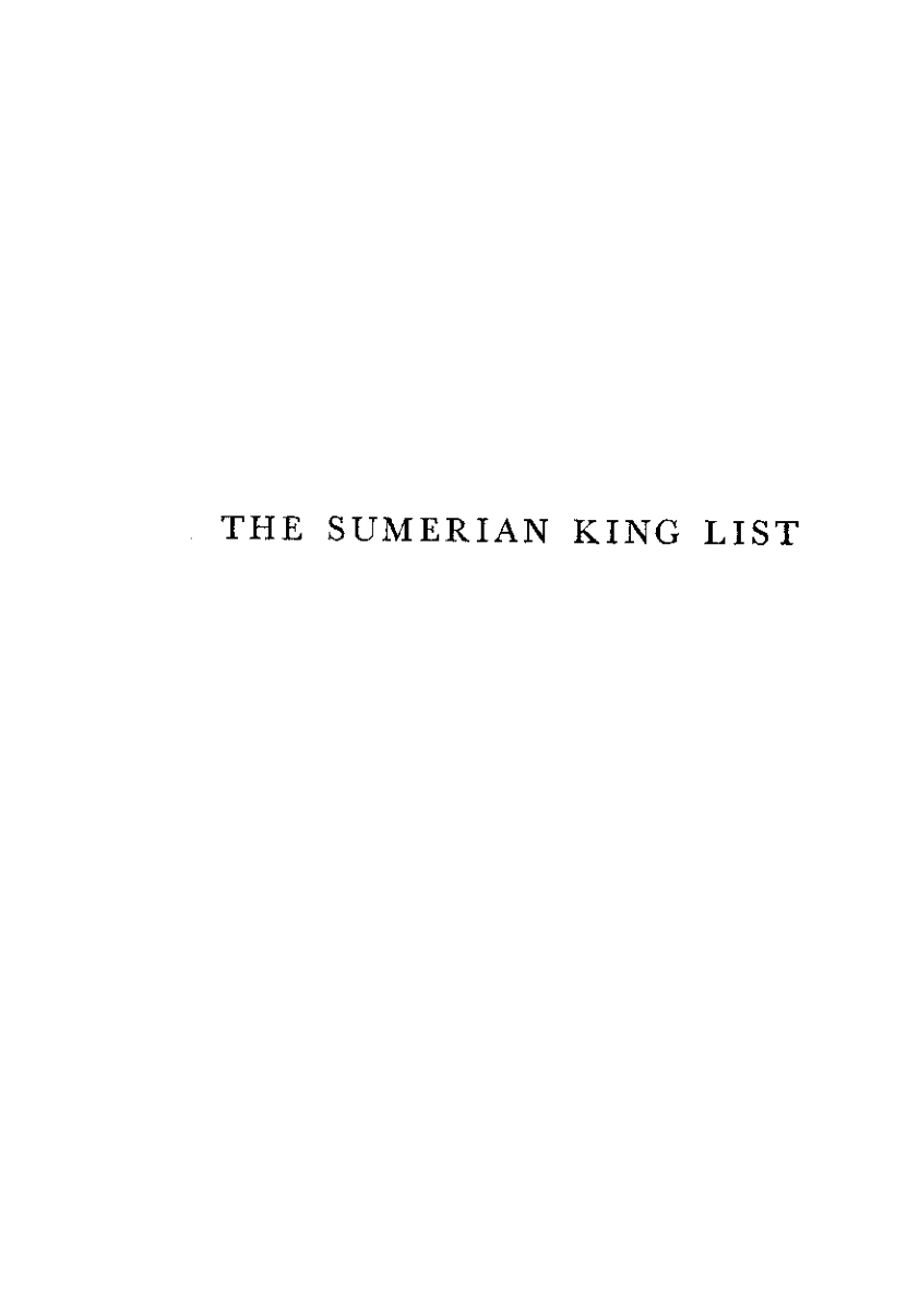 The Sumerian King List