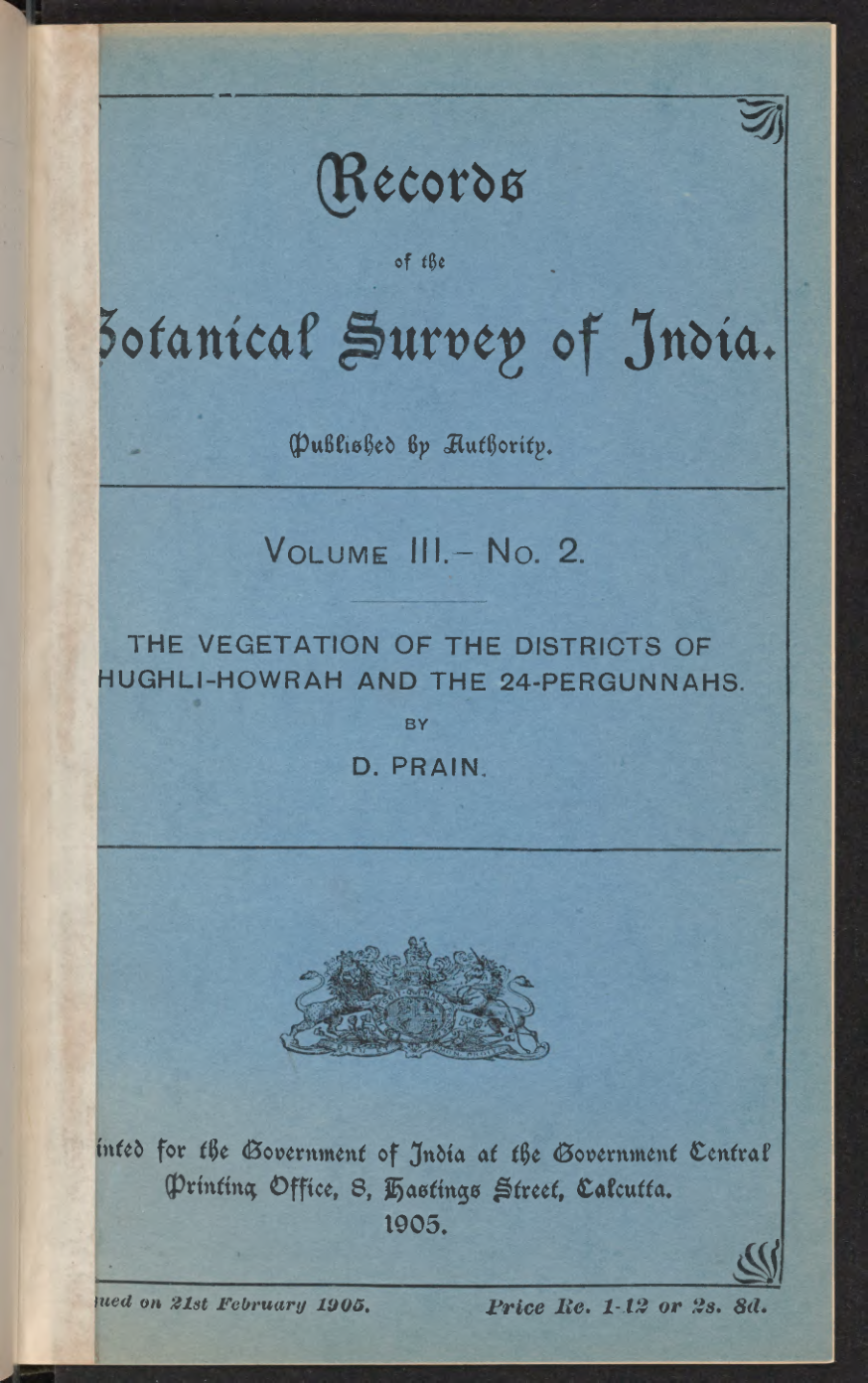 The vegetation of the districts of Hughli-Howrah and the 24-Pergunnahs