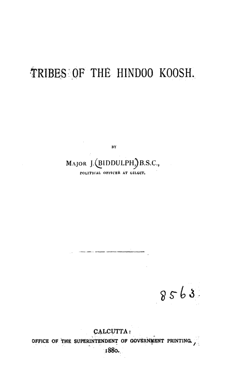 Tribes Of The Hindoo Koosh