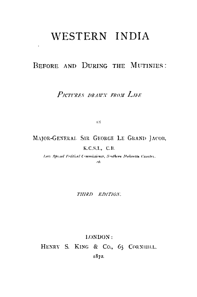 Western India Before And During The Mutinies