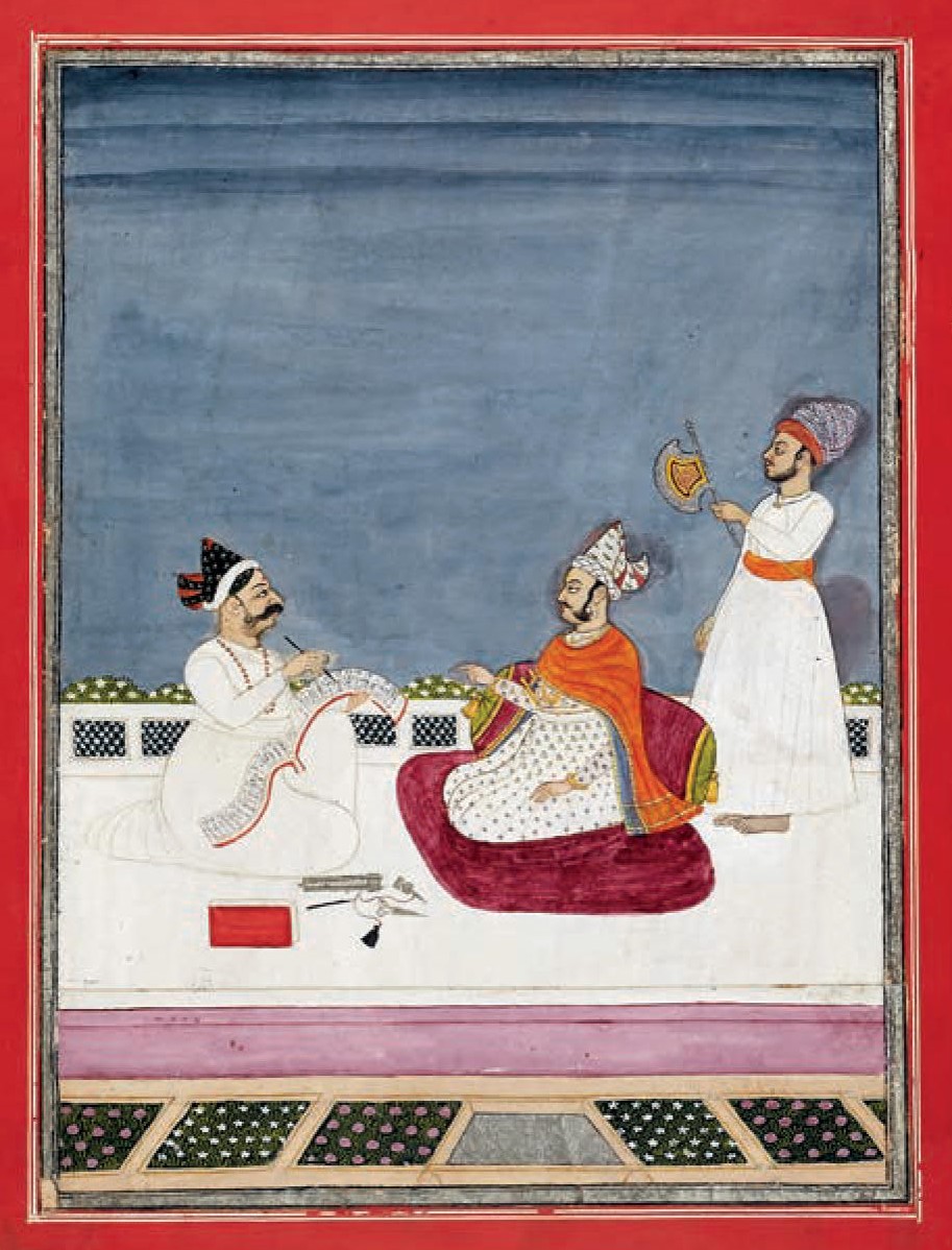 Maharaja Surat Singh of Bikaner with his munim