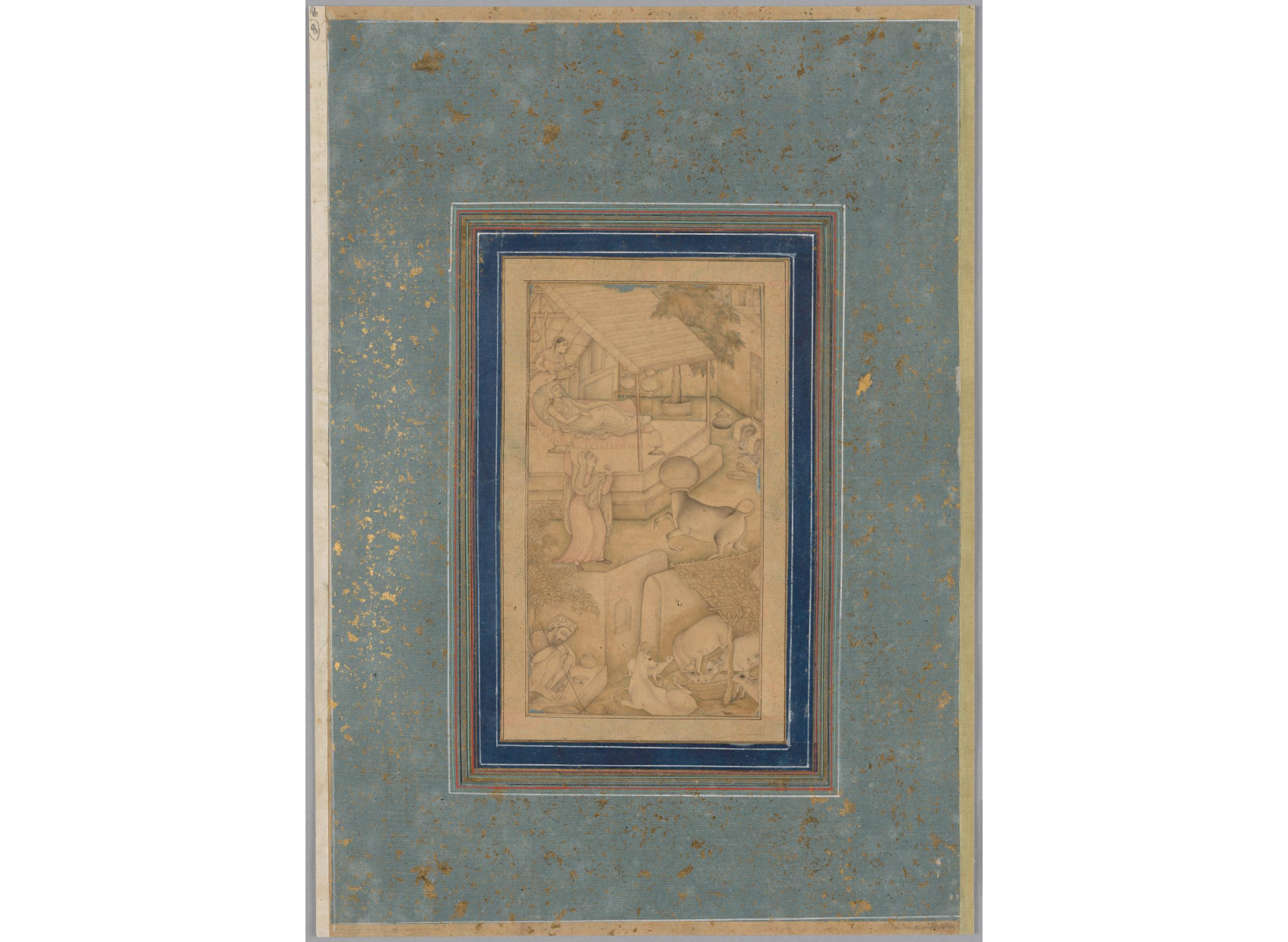 A woman mistakes a cow for the Angel of Death, from a Lights of Canopus (Anwar-i Suhaili) of Kashifi (Iranian, d. 1504)