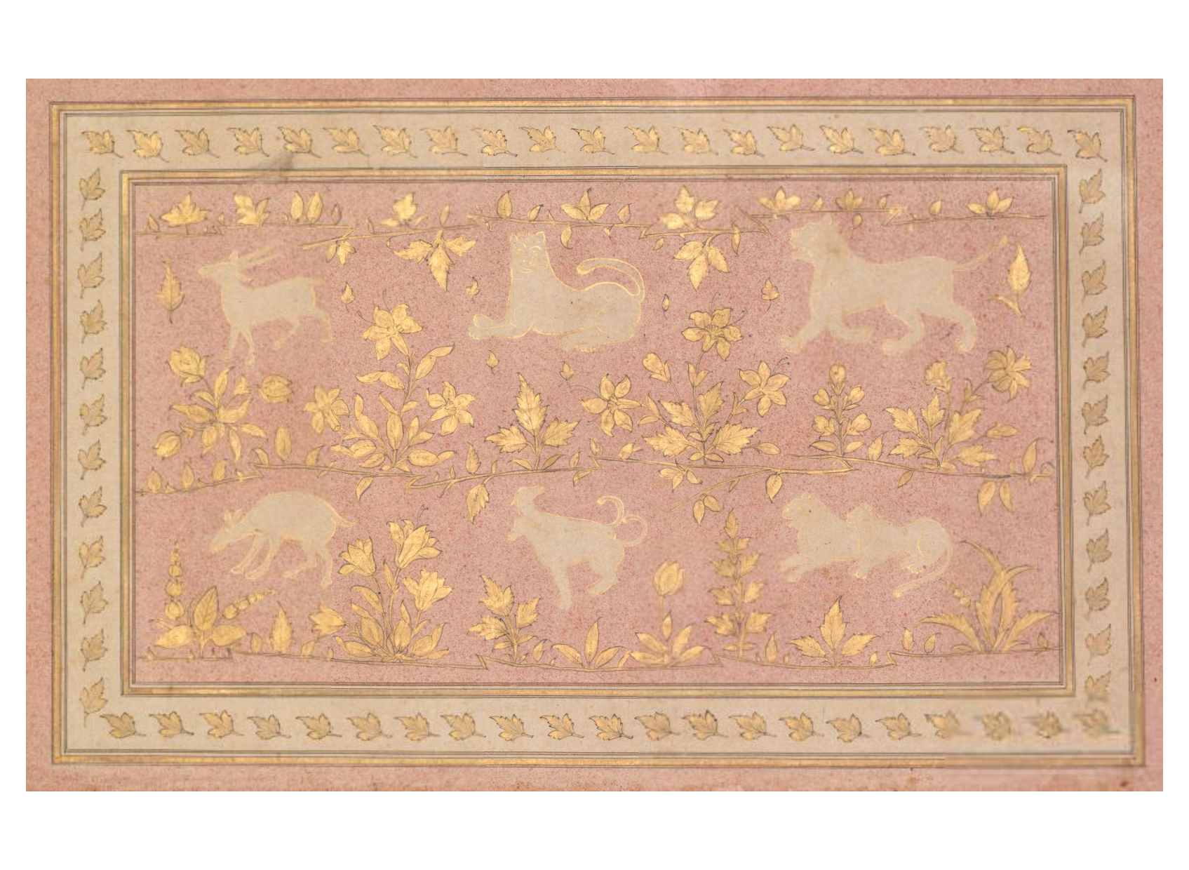 Stenciled Scenes of Lion and Gazelle (verso)