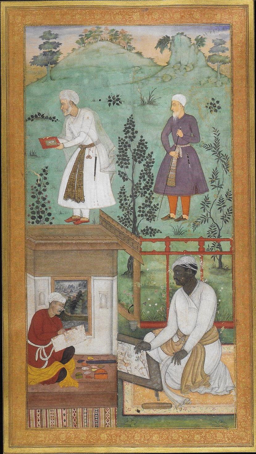 Four Mughal Portraits, including two artists