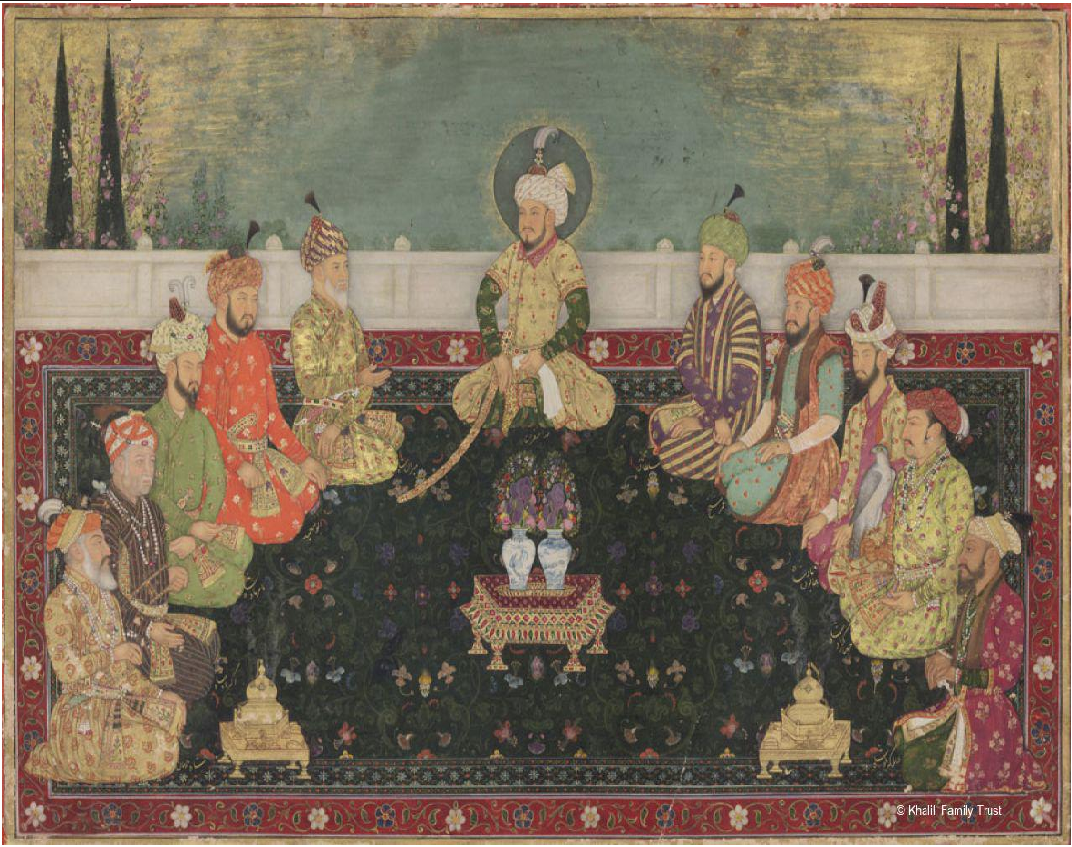 The rulers of the Mughal Dynasty from Babur to Aurangzeb, with their ancestor Timur