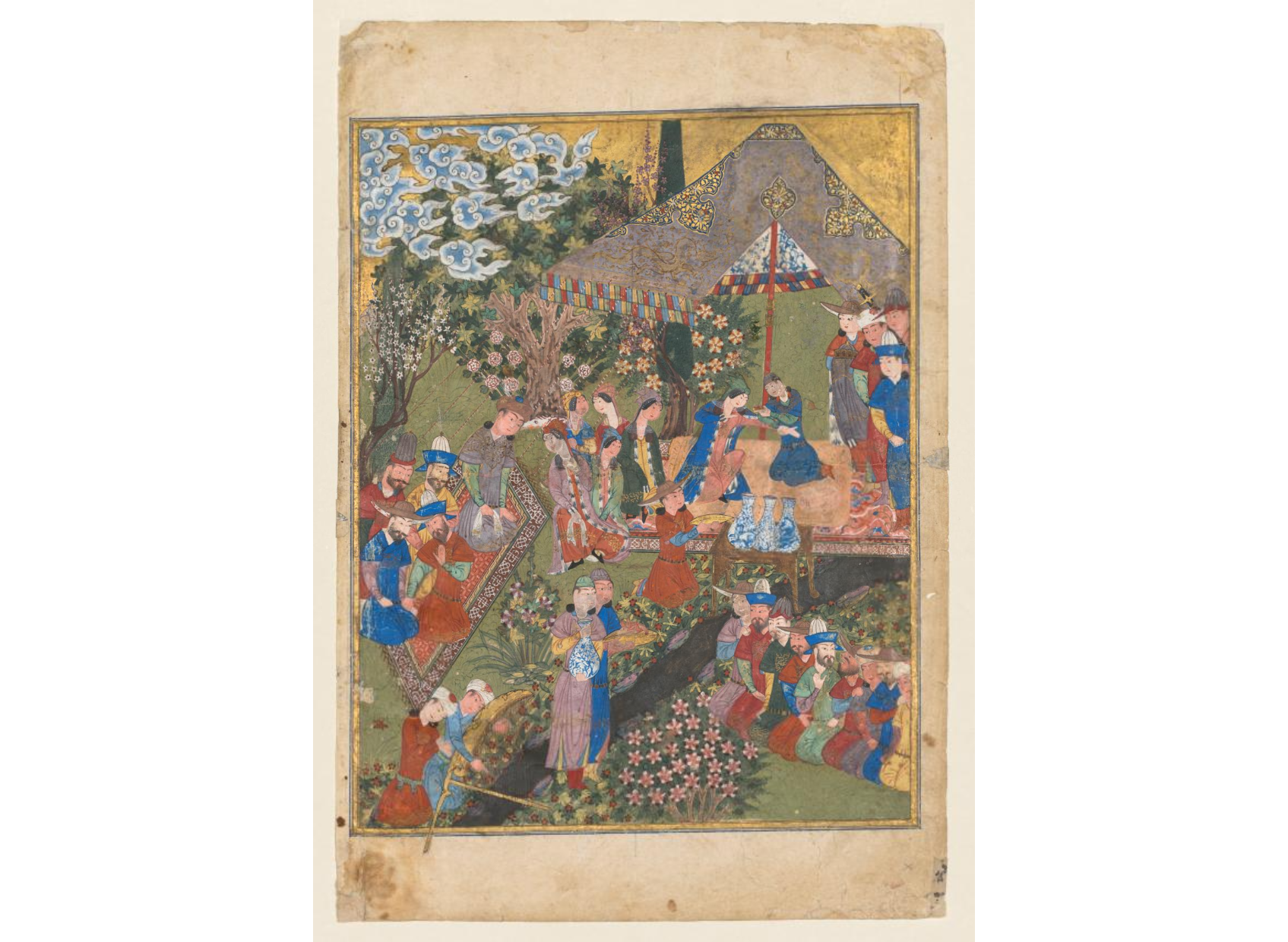 Royal Reception in a Landscape, right folio from the double frontispiece of a Shahnama (Book of Kings) of Firdausi (Persian, about 940–1019 or 1025) (verso)