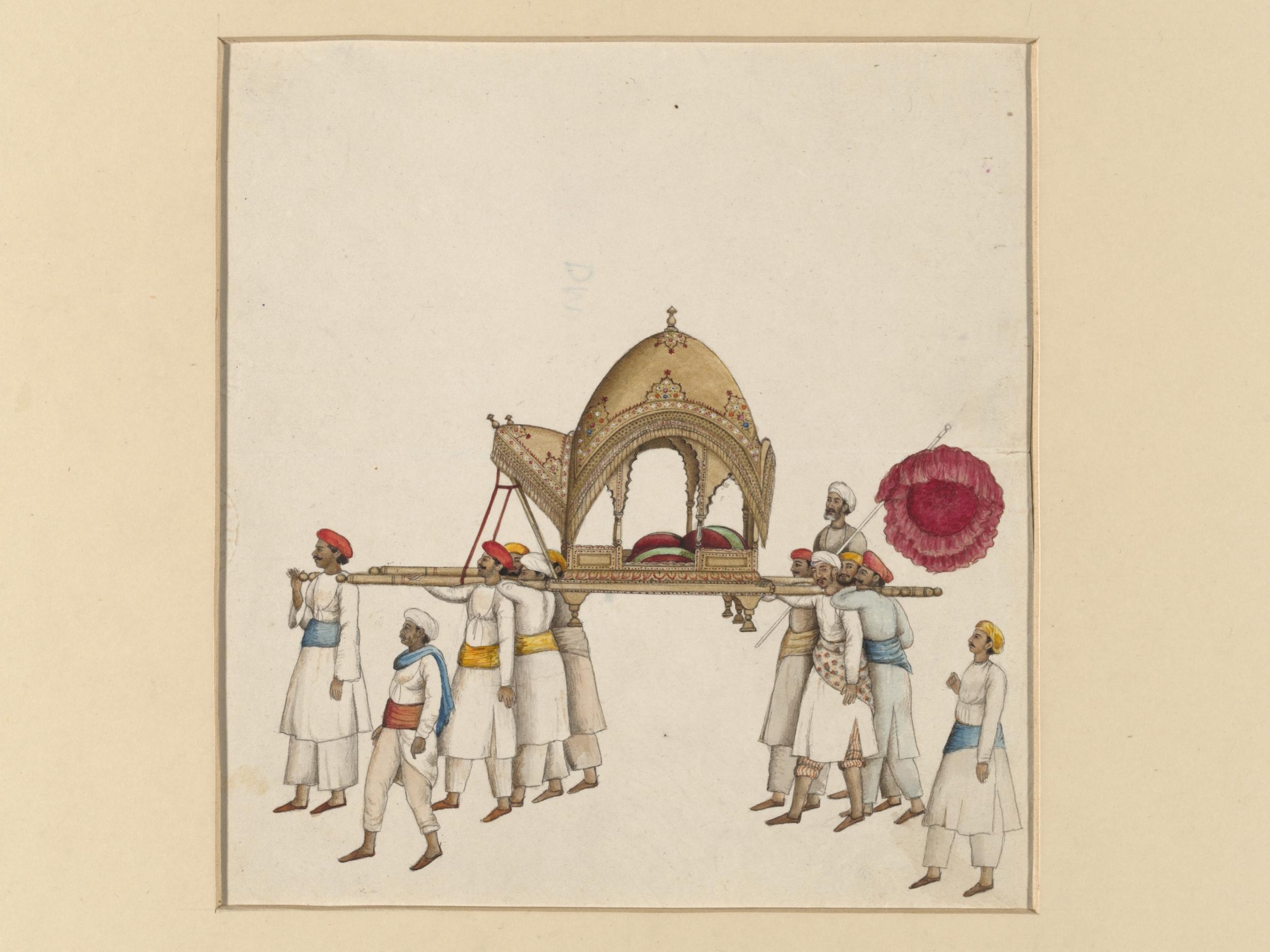 One of six drawings of figures from the Mughal emperor's ceremonial procession on the occasion of Eid