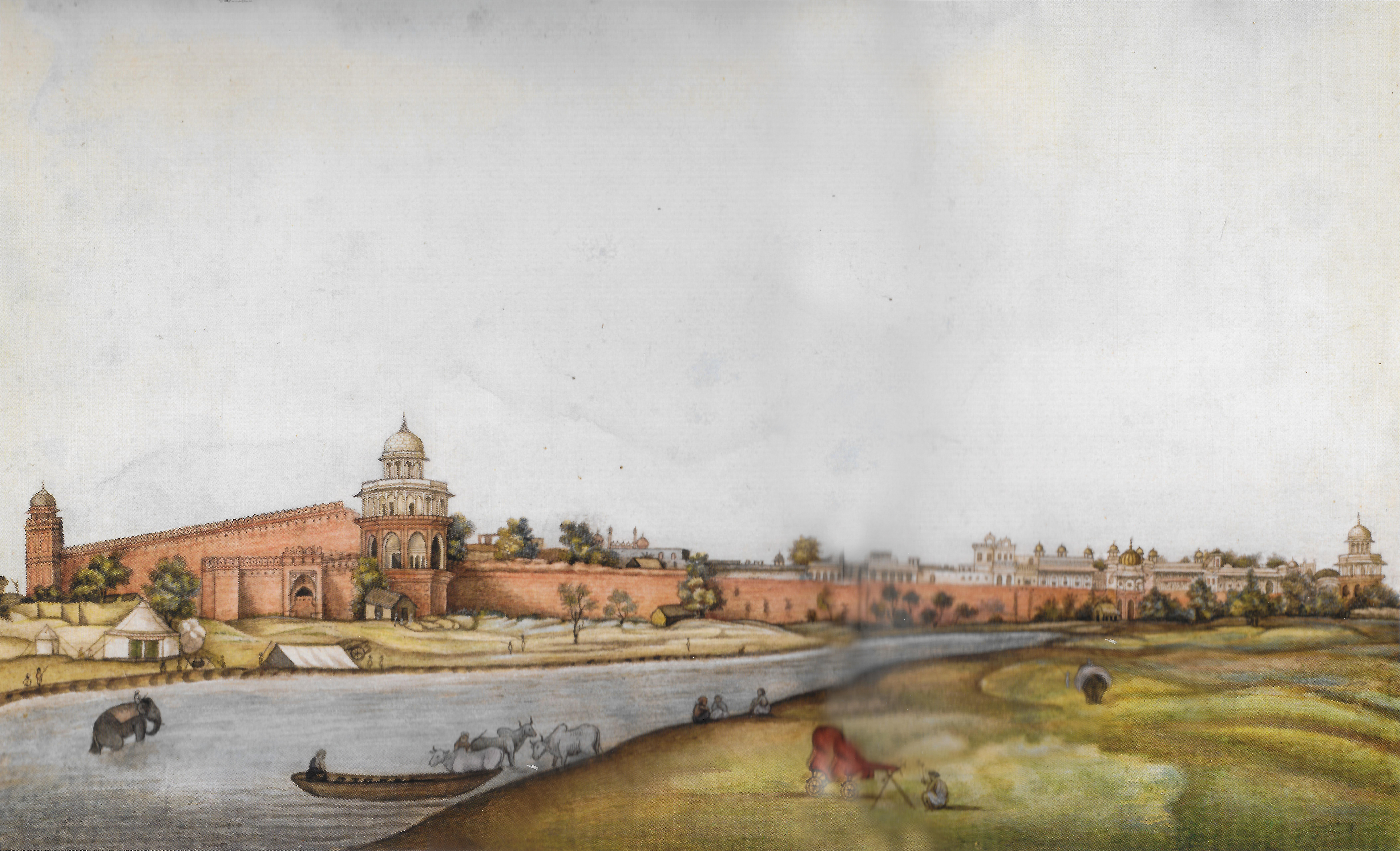 VIEW OF THE RED FORT SEEN FROM THE OPPSITE BANK OF THE YAMUNA