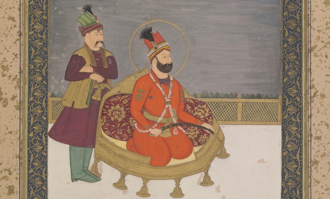Portrait of an emperor (Shah Alam II 1728-1806?) enthroned, facing right