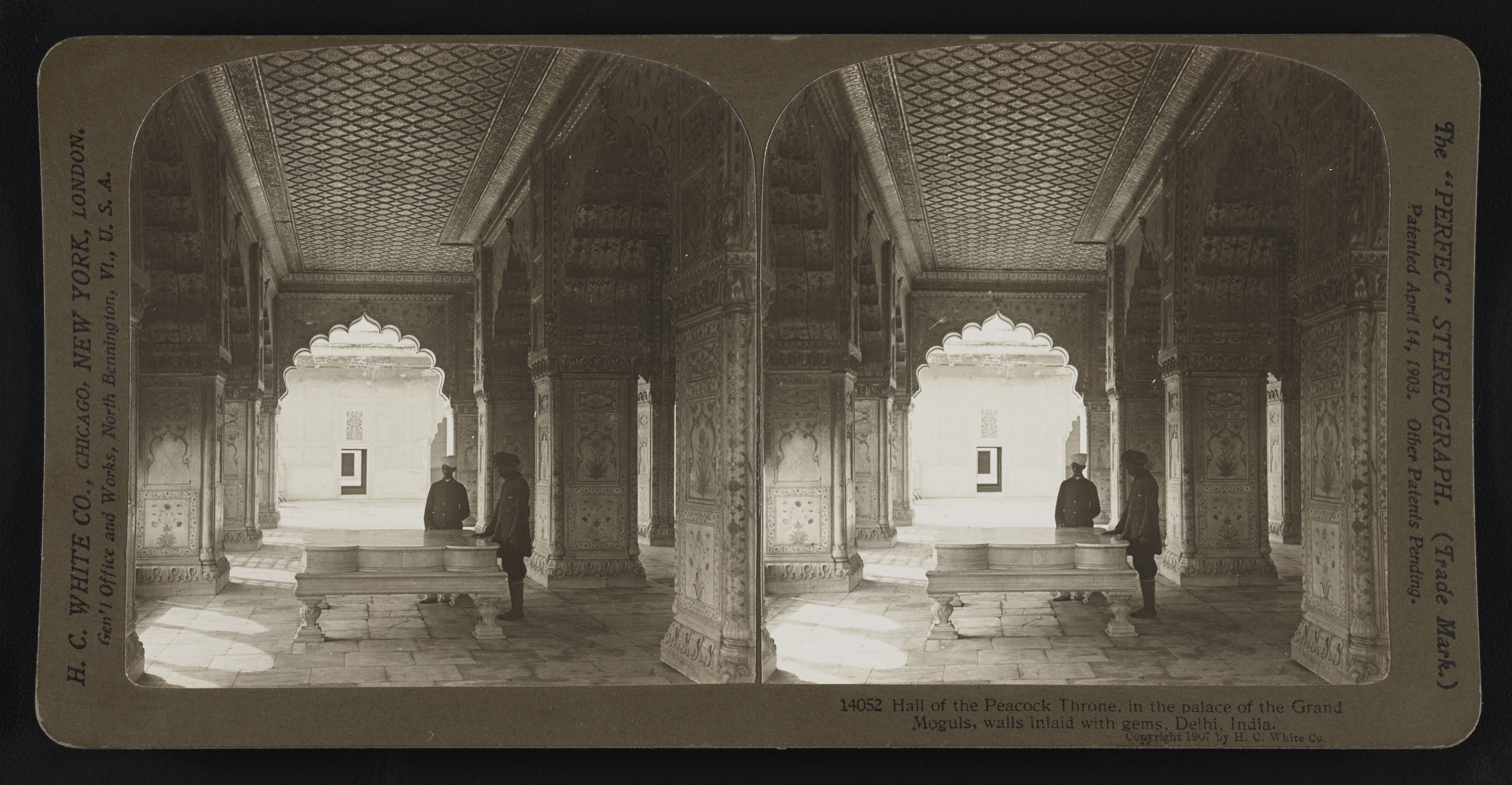 Hall of the peacock throne, in the palace of the grand moguls, walls inlaid with gems, Delhi, India