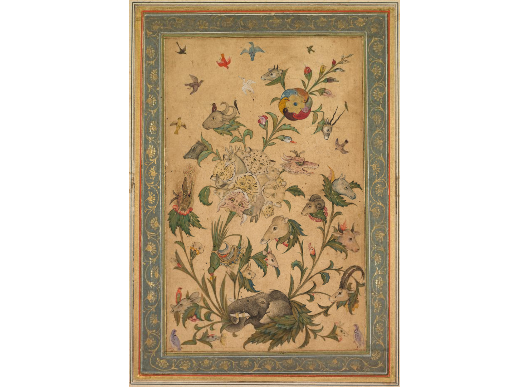 A floral fantasy of animals and birds (Waq-waq)