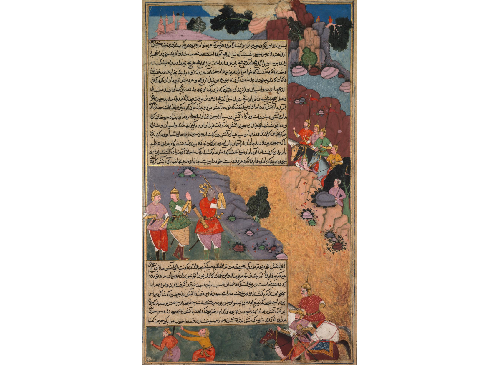 The First Adventure of the White Horse, Page from the Khan Khanan's Razm Nama (Book of Wars)