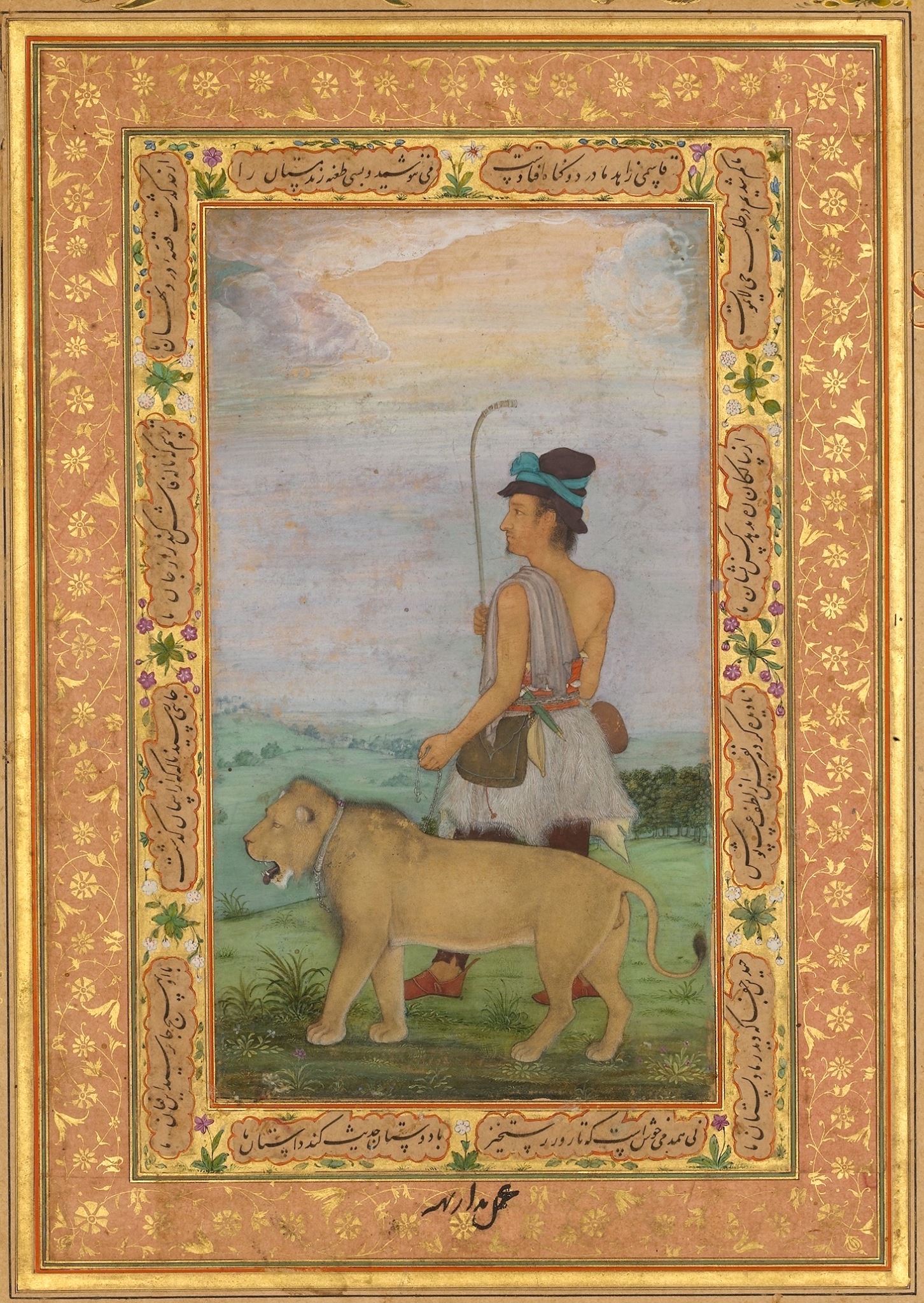 "Dervish With a Lion", Folio from the Shah Jahan Album