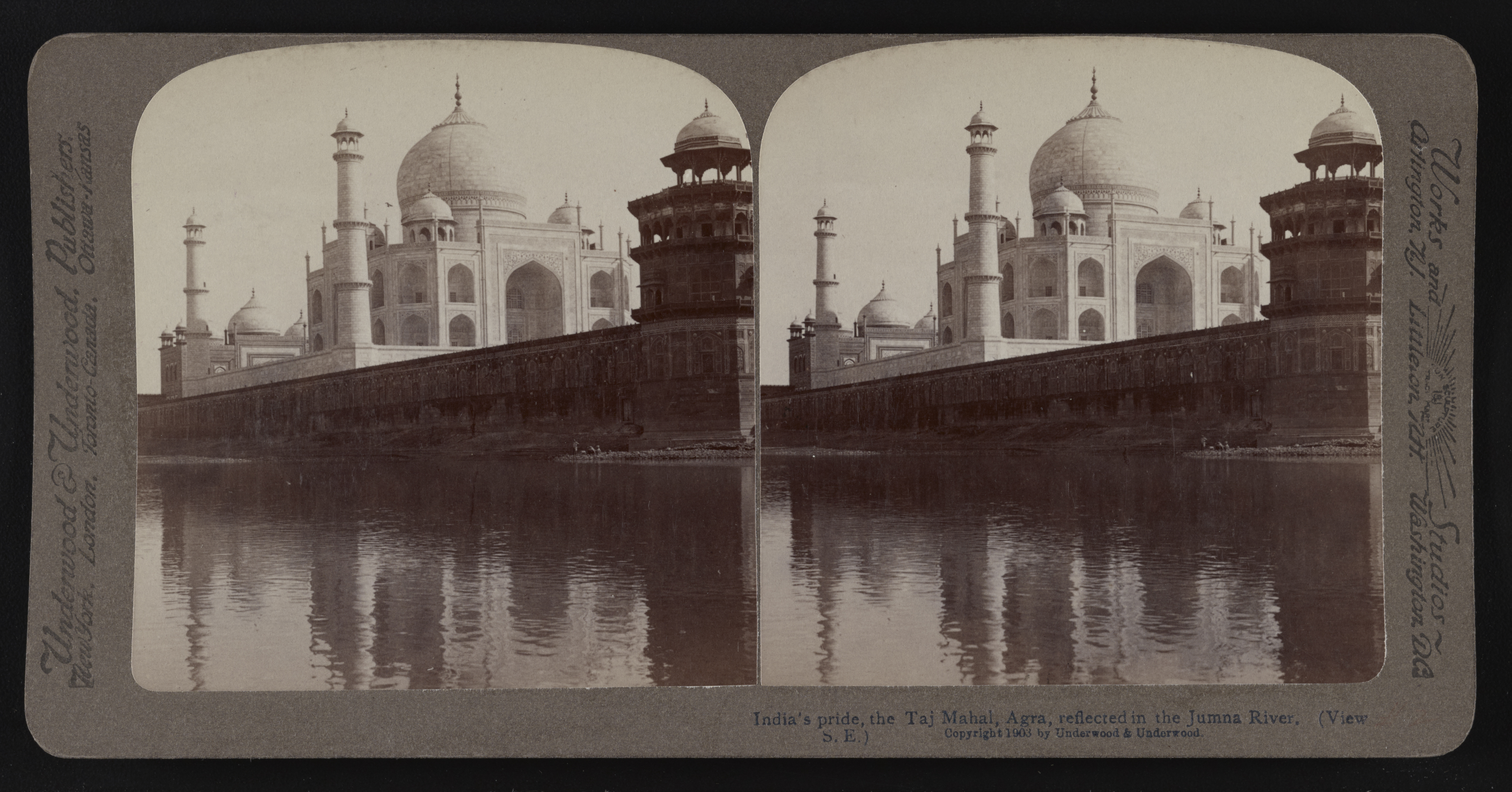India's pride, the Taj Mahal, Agra, reflected in the Jumna River. (View s. e.)