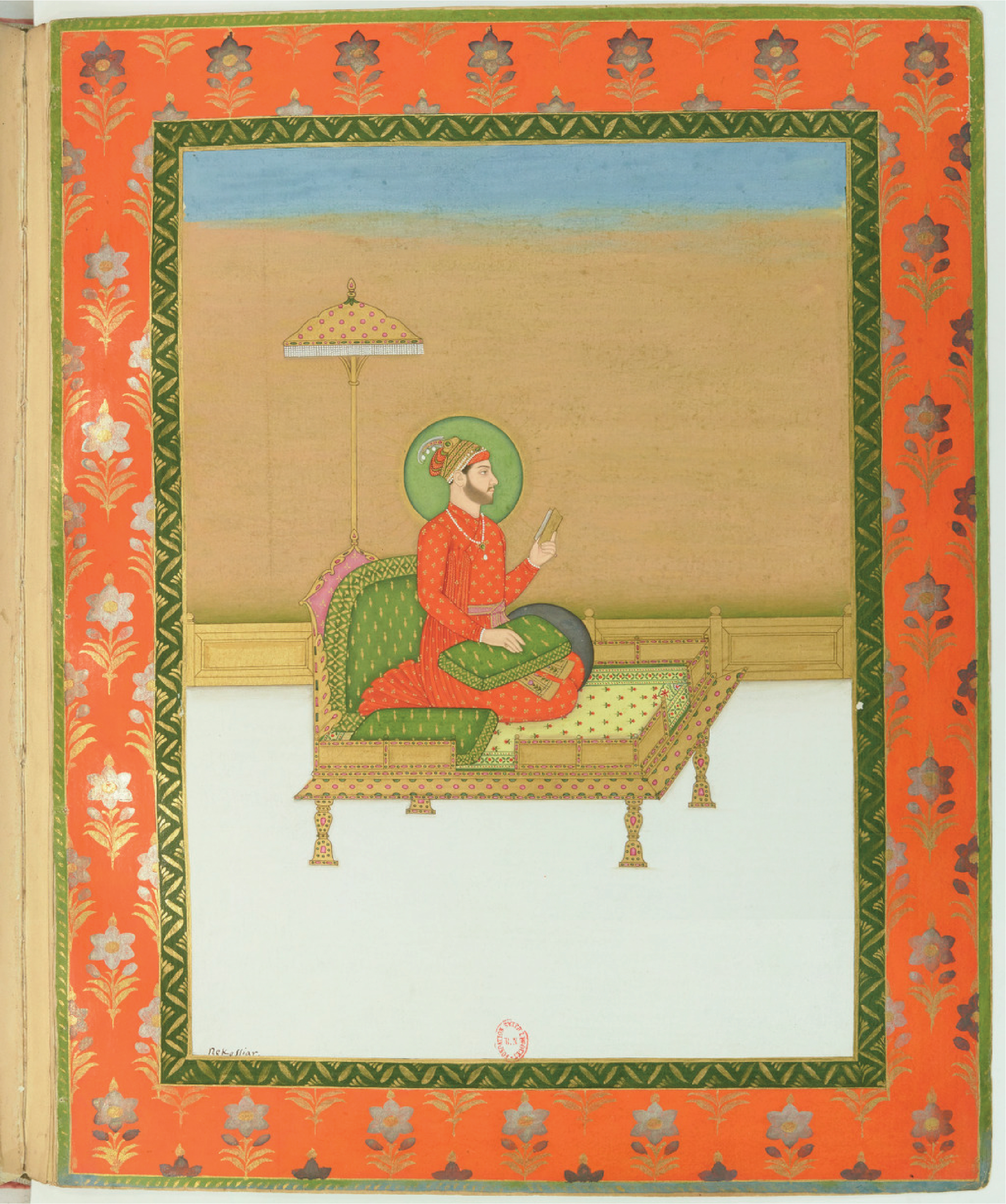 Collection of portraits of Mughal Emperors made by Colonel Gentil (H.M. Sahib-i-Qiran Muhammad Shah Neku-siyar Taimur-i-Sani Padshah-i-Zaman, Emperor of Hindustan) this work was done