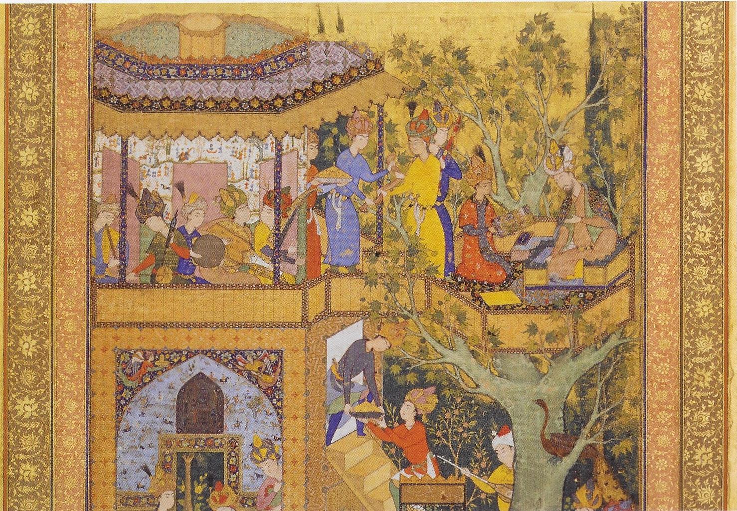 Akbar presenting a painting to his father