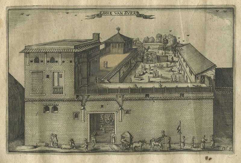 Dutch East India Company's warehouse and living quarters in Surat as seen in April 1629.