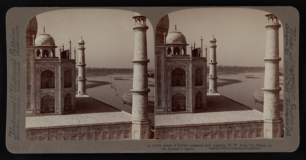 A lovely scene of Indian romance and tragedy, n. w. from Taj Mahal up the Jumna to Agra