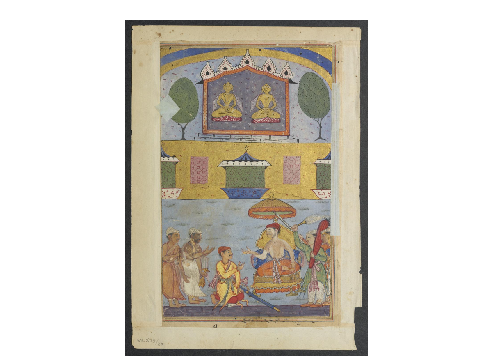 The goldsmith and the carpenter inform the king of a dream in which the golden images plan to desert the city for lack of worshippers, from a Tuti-nama (Tales of a Parrot): Third Night