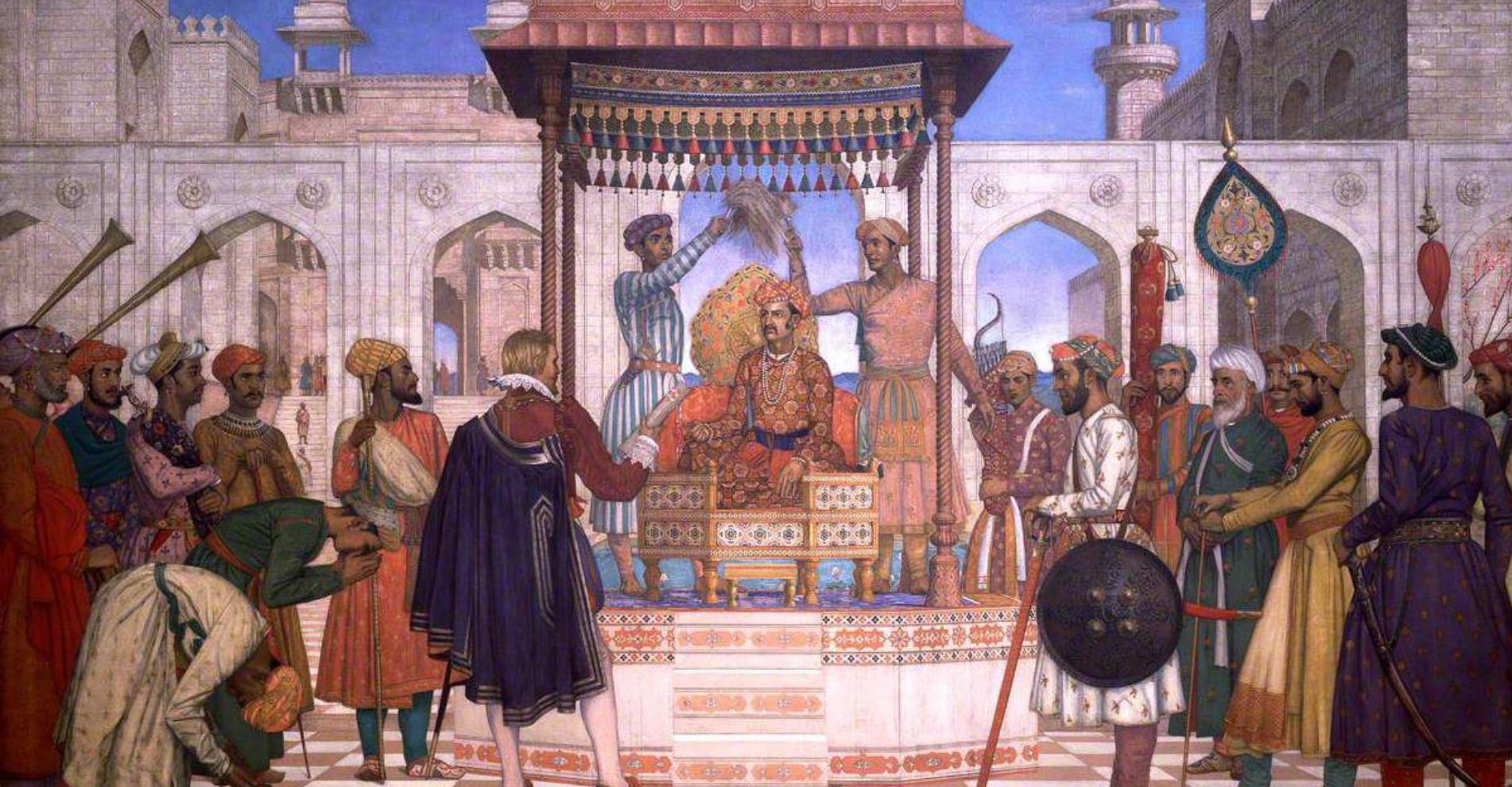 English Politician and Diplomat Sir Thomas Roe MP (1581-1644) Being Received by The Mughal Emperor Jahangir in 1616
