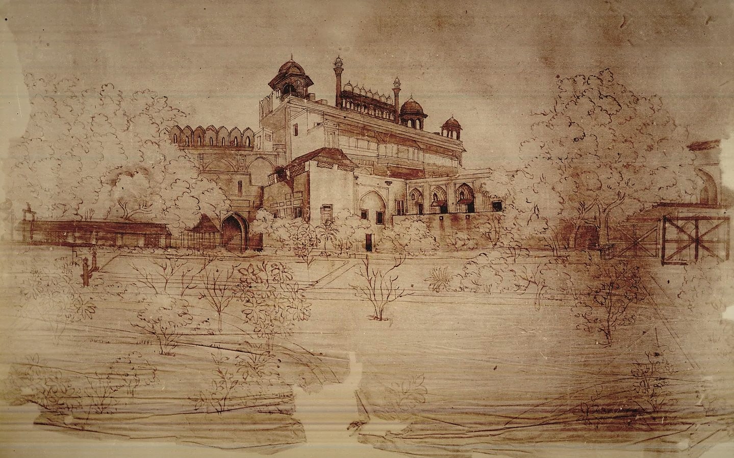 Charcoal Sketch of The Lahore Gate, Red Fort