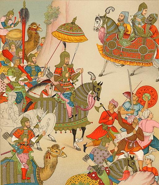 Racinet's view of Babur setting out with his army