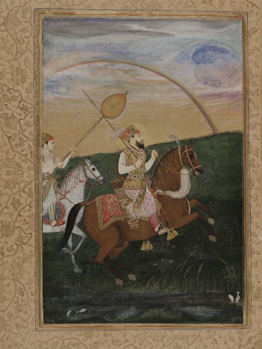 The Emperor Shah Jahan riding, with the Aftabi or sunshade held over his head