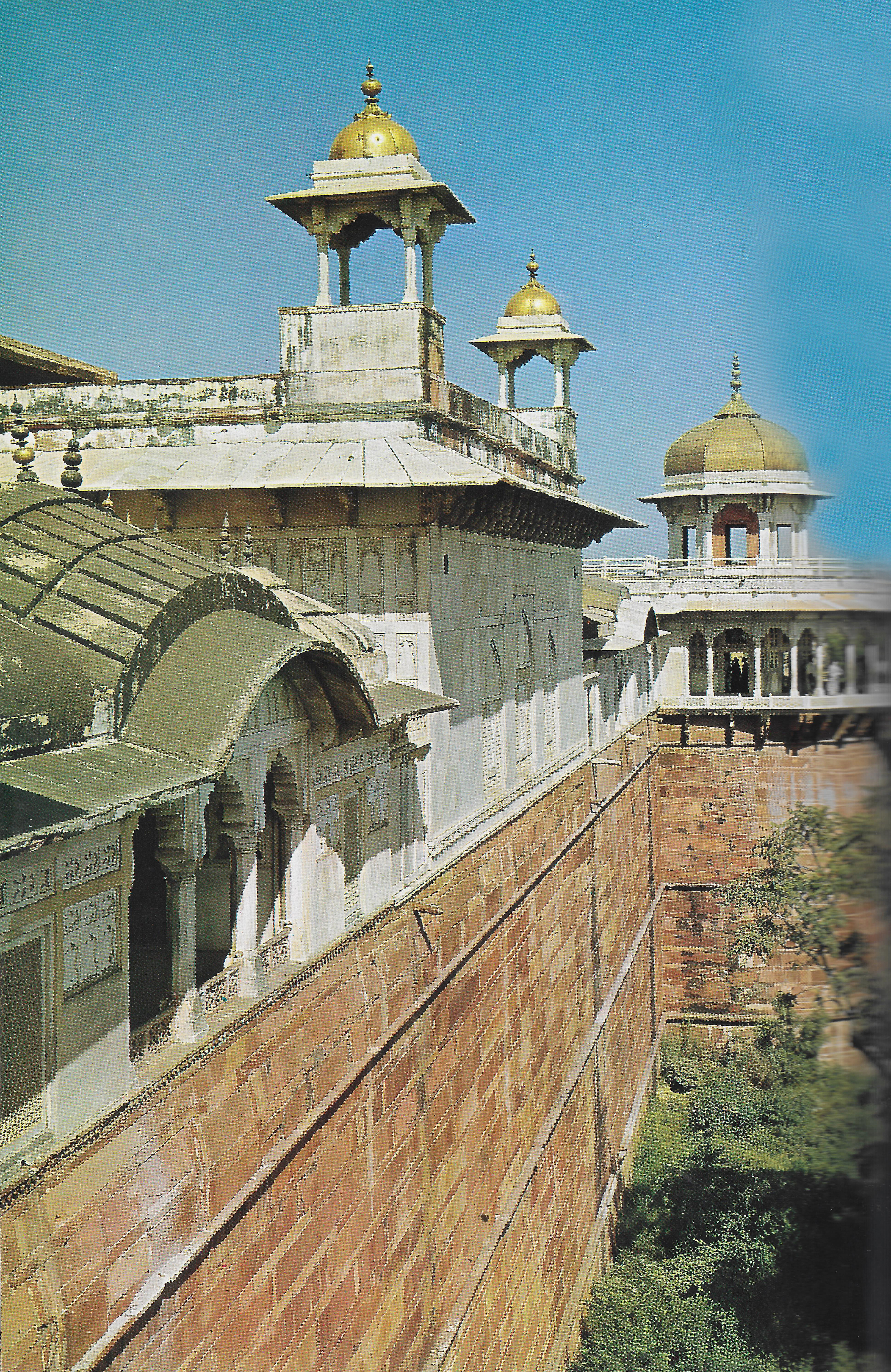 Akbar sandstone wall round the fort at Agra