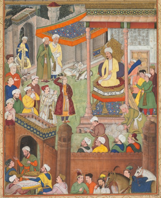 Babur receives booty and Humayun’s salute after the victory over Sultan Ibrahim in 1526