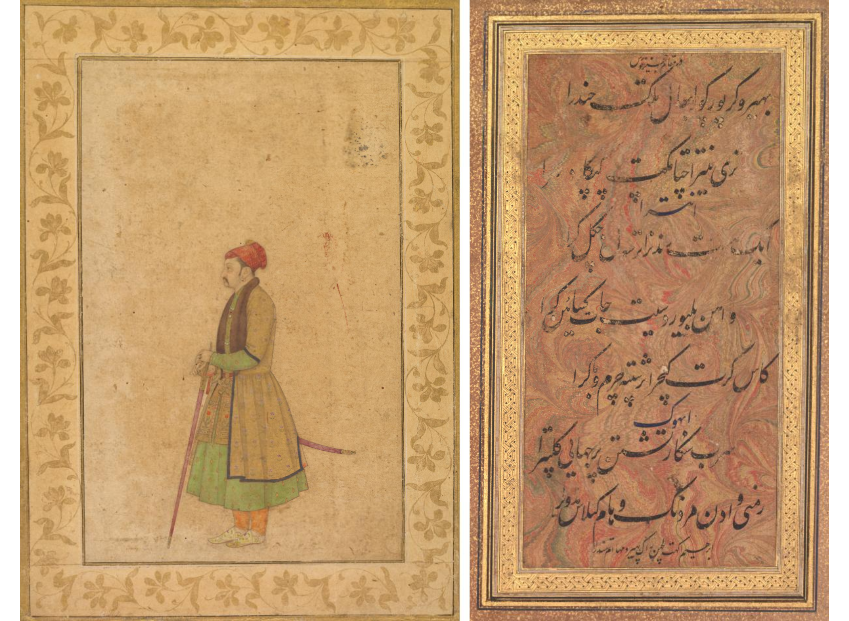 Portrait of Raja Ram Singh of Amber (r. 1667-1688) with a Deccan Sword (recto); Calligraphy (verso)