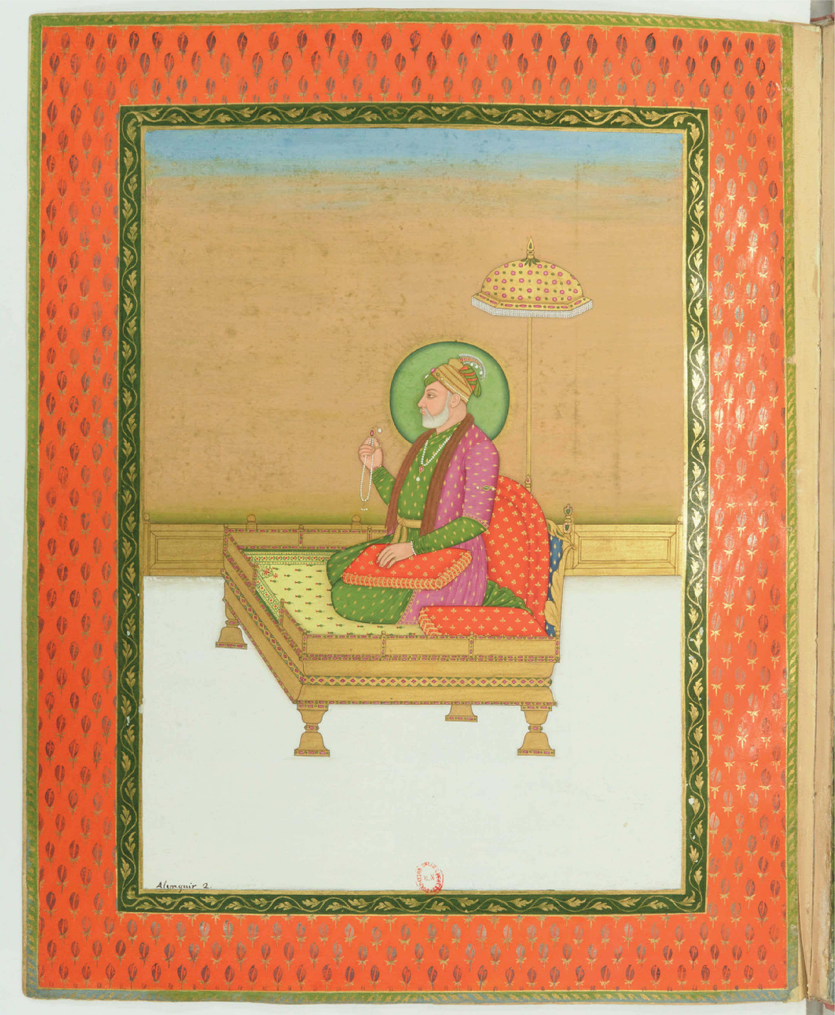 Collection of portraits of Mughal Emperors made by Colonel Gentil (H.M. Abu’l-‘Adil ‘Aziz ud-din Muhammad ‘Alamgir II Sahib-i-Qiran Padshah Ghazi, Emperor of Hindustan) this work was done