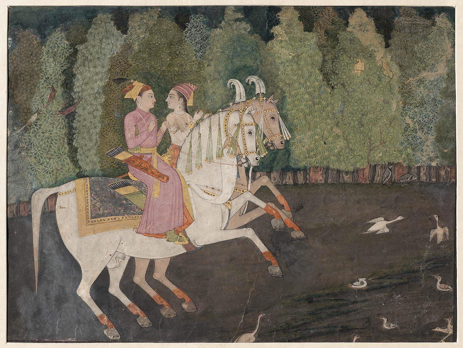 Hunting Scene: Prince and Princess on Horseback