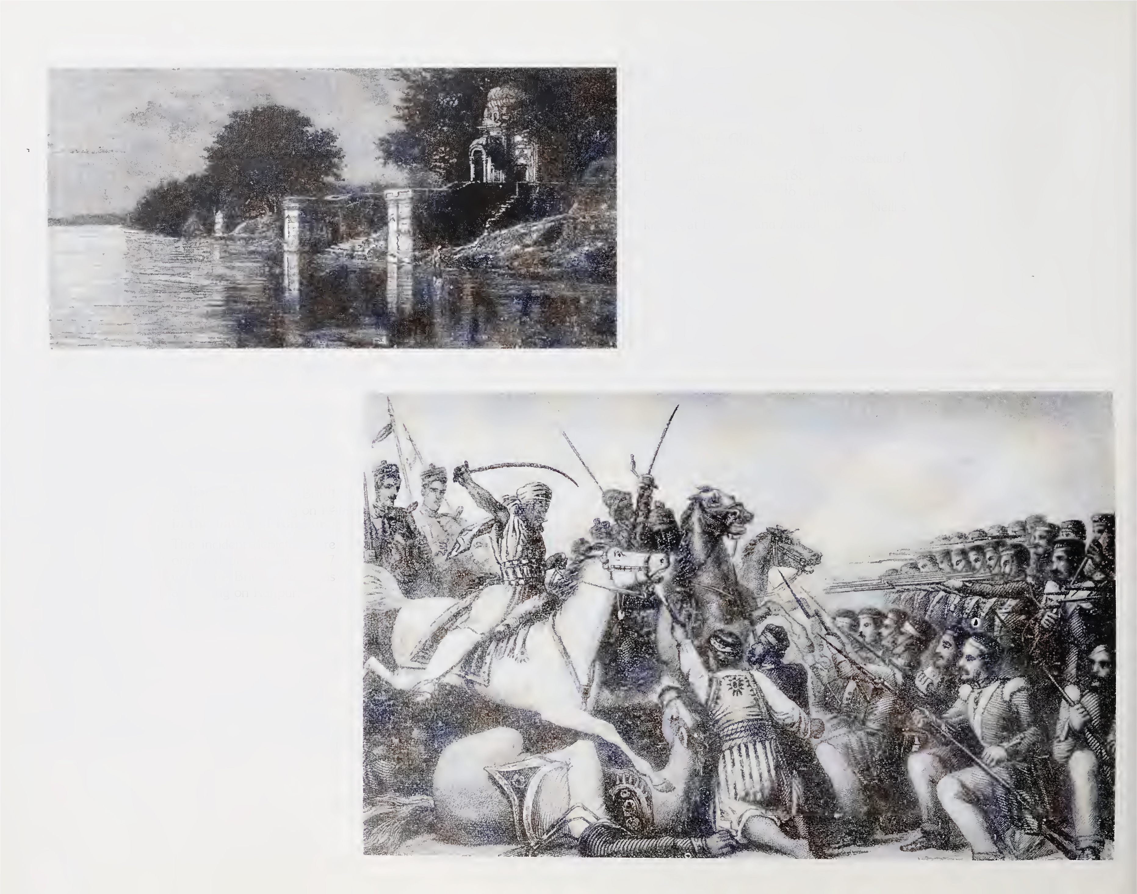 Sati Chaura Ghat, Kanpur & Indian Cavalry attacking a British Infantry square in the battle of Kanpur