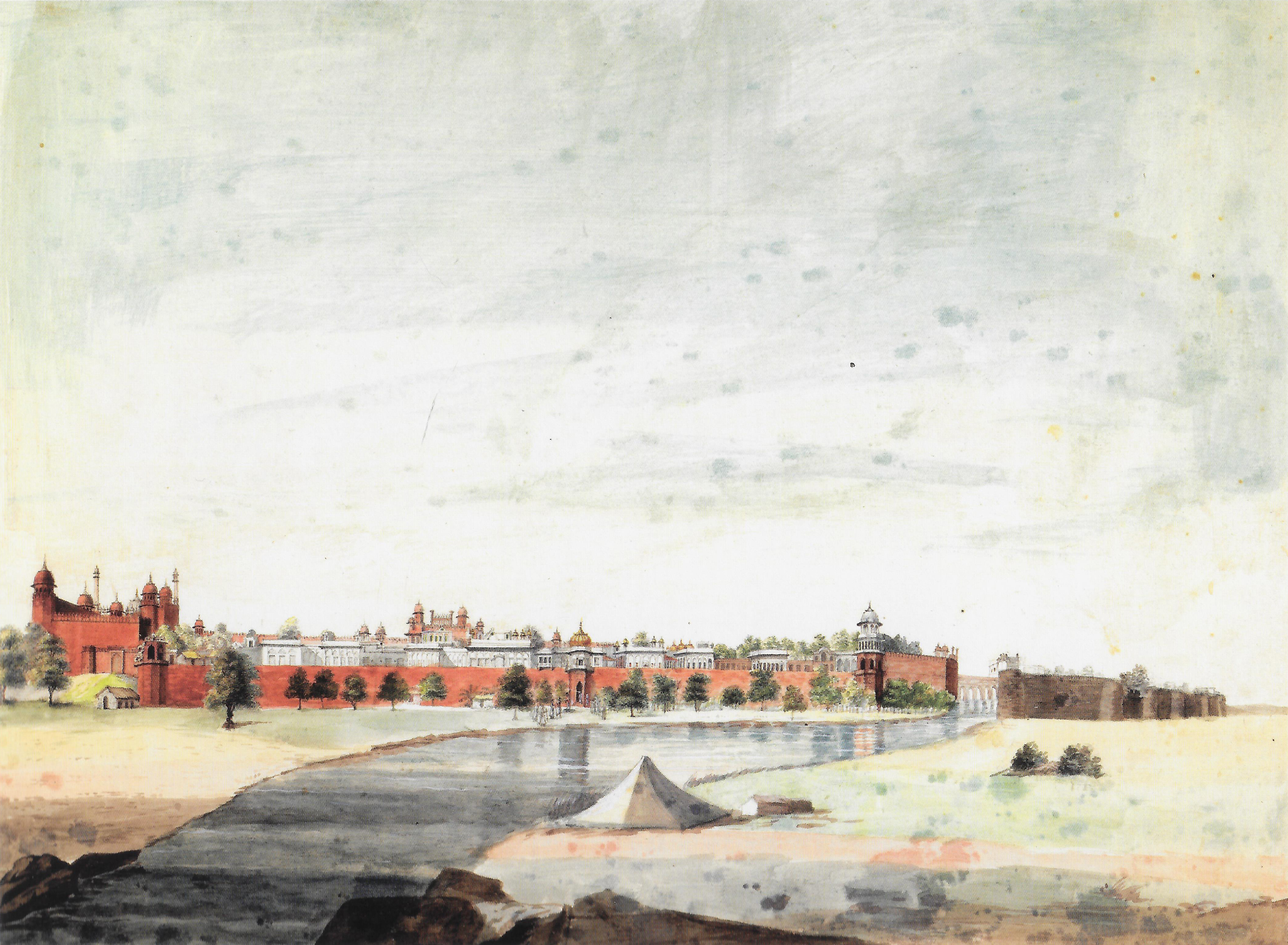 The Red Fort, Delhi, seen from the opposite bank of the Yamuna