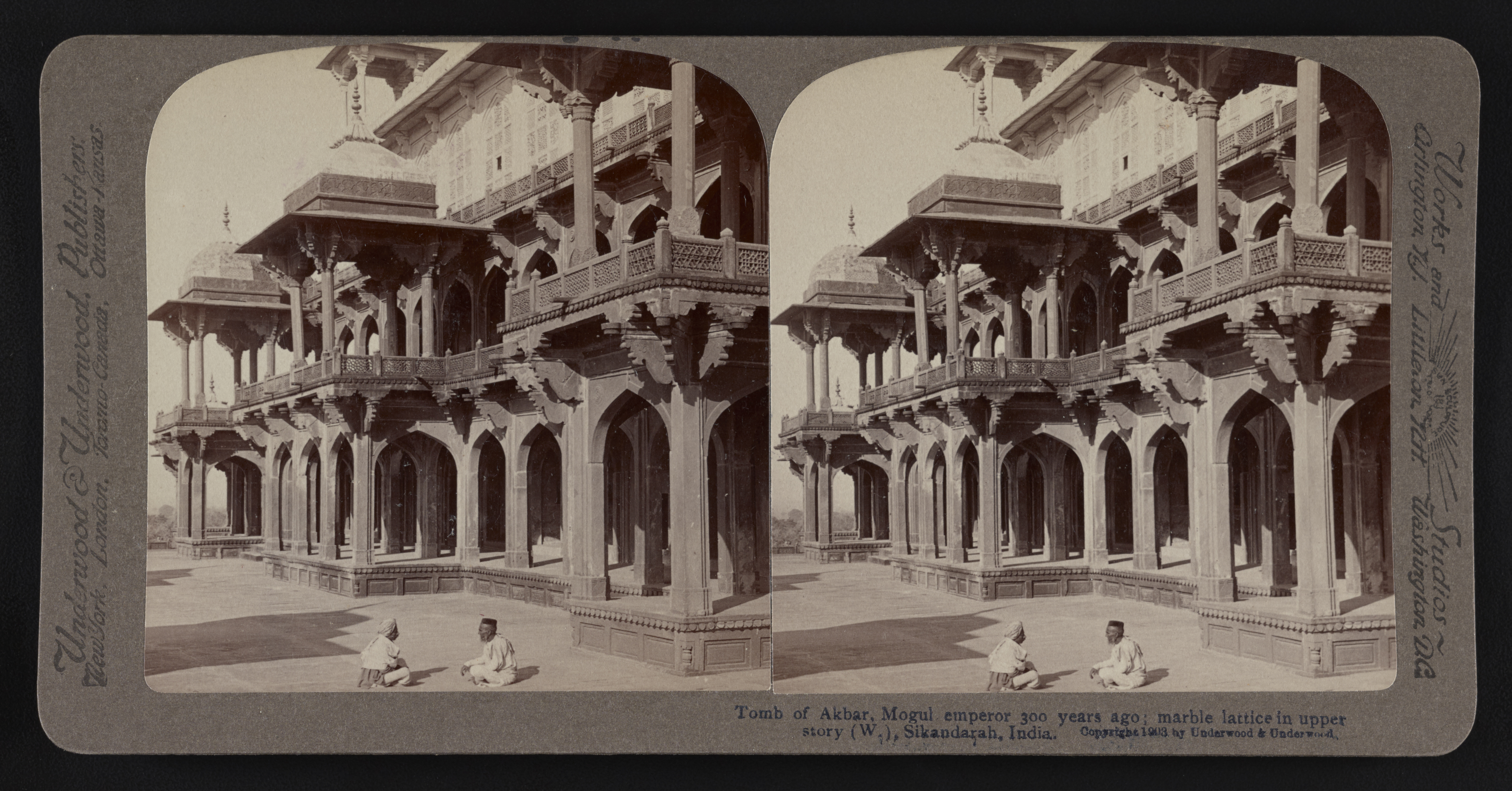 Tomb of Akbar, Mogul emperor 300 years ago; marble lattice in upper story (w.), Sikandarah, India
