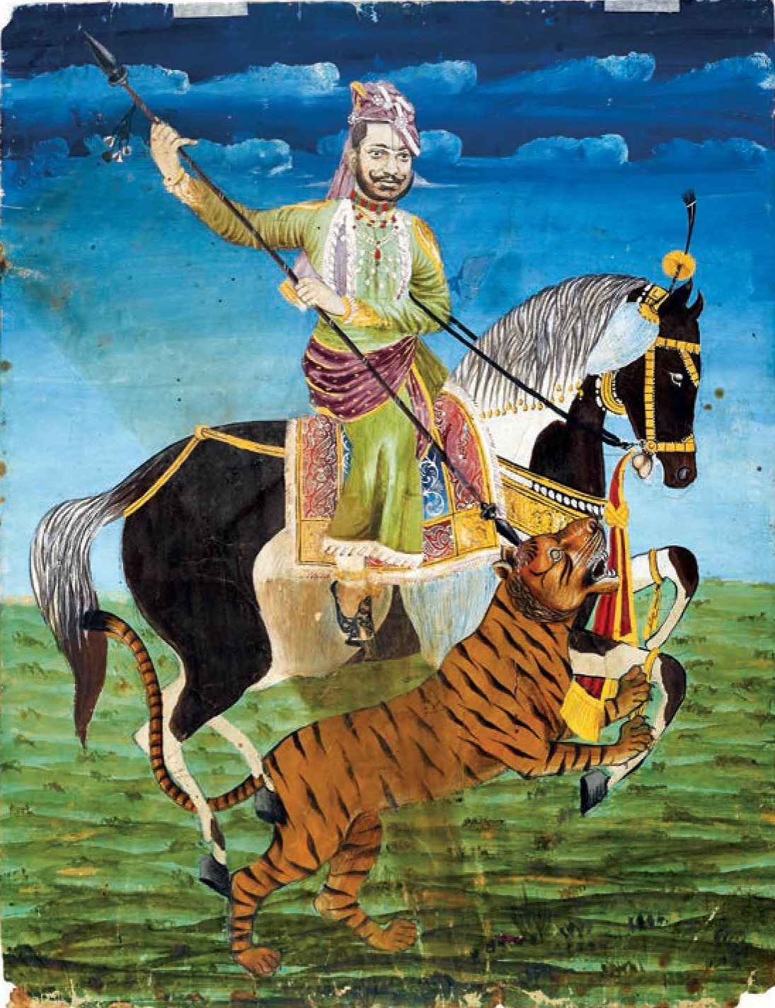 Maharaja Sawai Ram Singh II of Jaipur hunting a tiger
