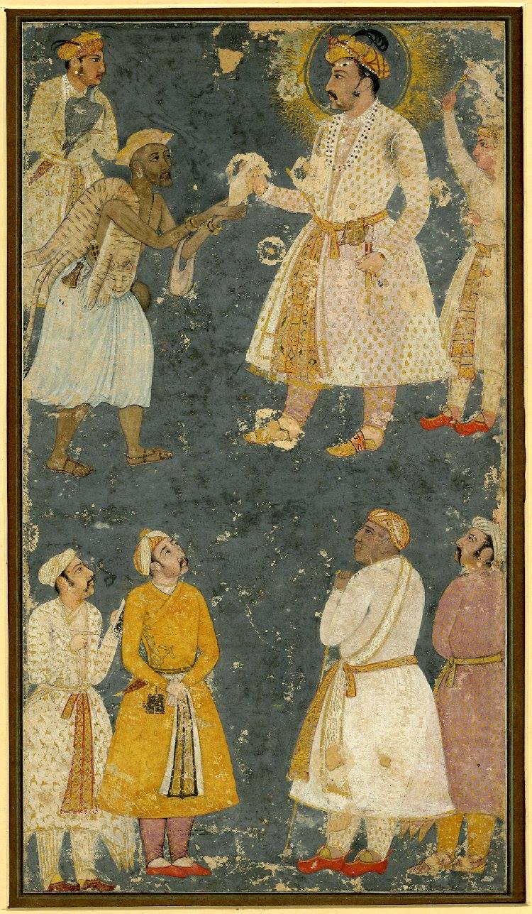 Emperor Jahangir receiving a petition from a fakir