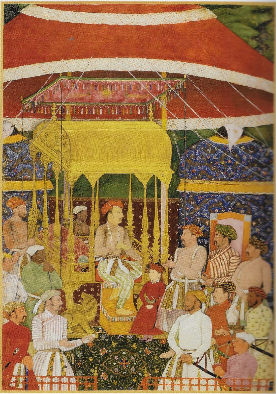 Jahangir seated on the throne of european design c.1620-25