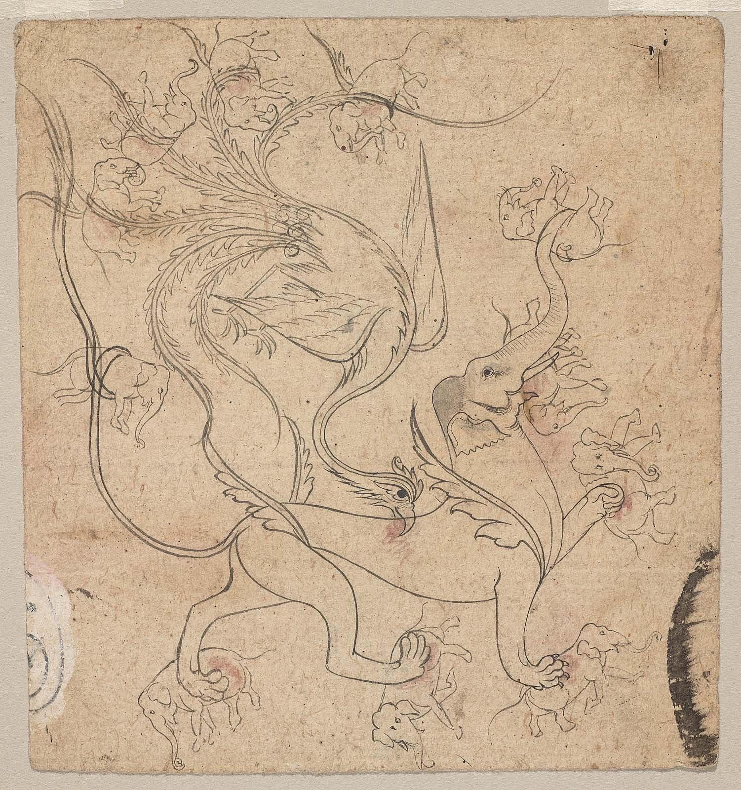 Simurgh and Gaja - Simha Carrying Elephants