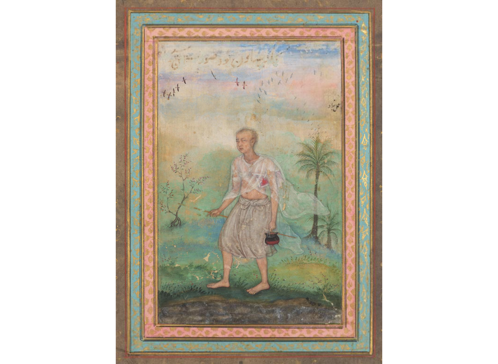 Jain Ascetic Walking Along a Riverbank