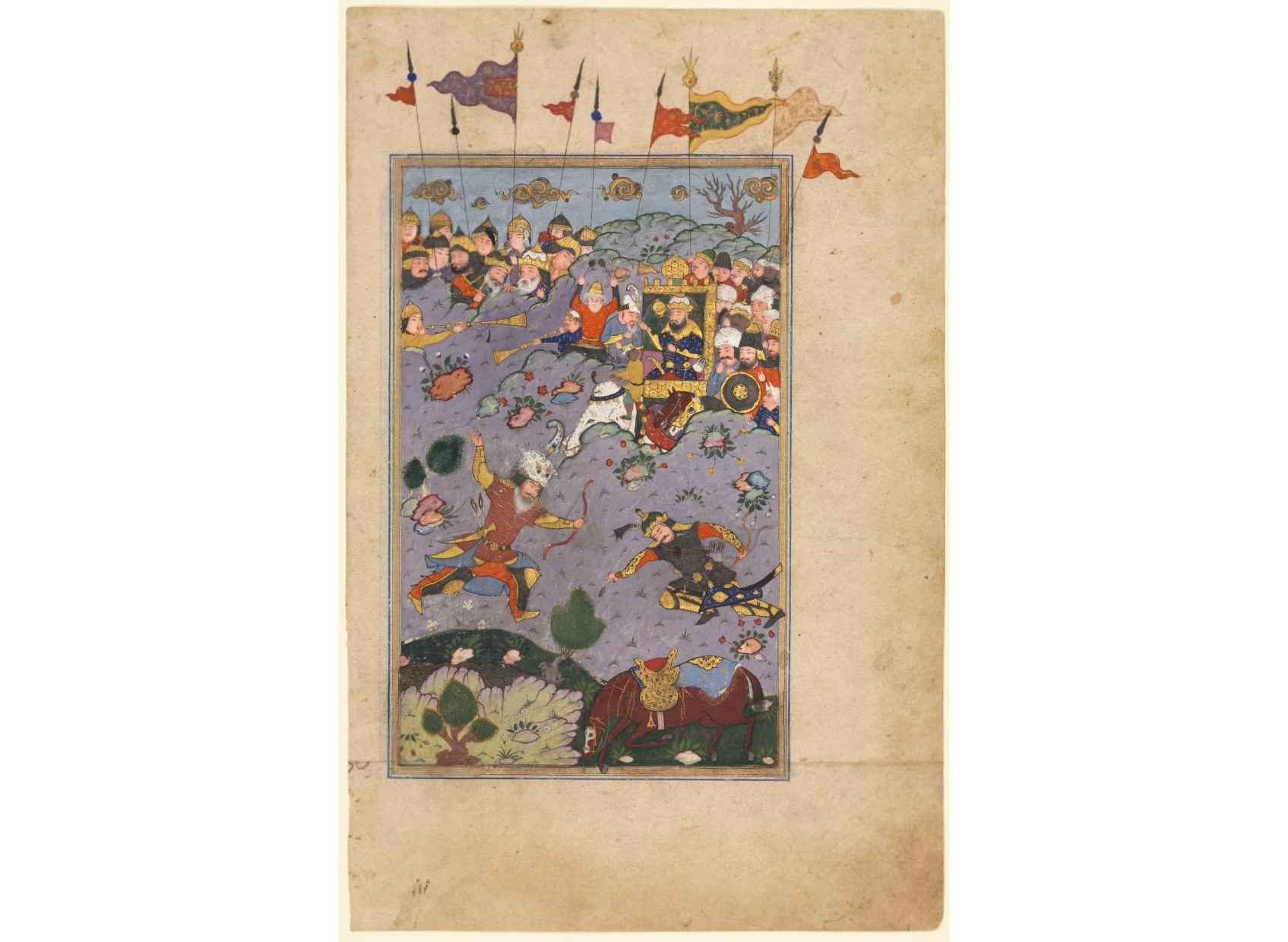 Rustam meets the challenge of Ashkabus, from a Shah-nama (Book of Kings) of Firdausi (Persian, about 934–1020)