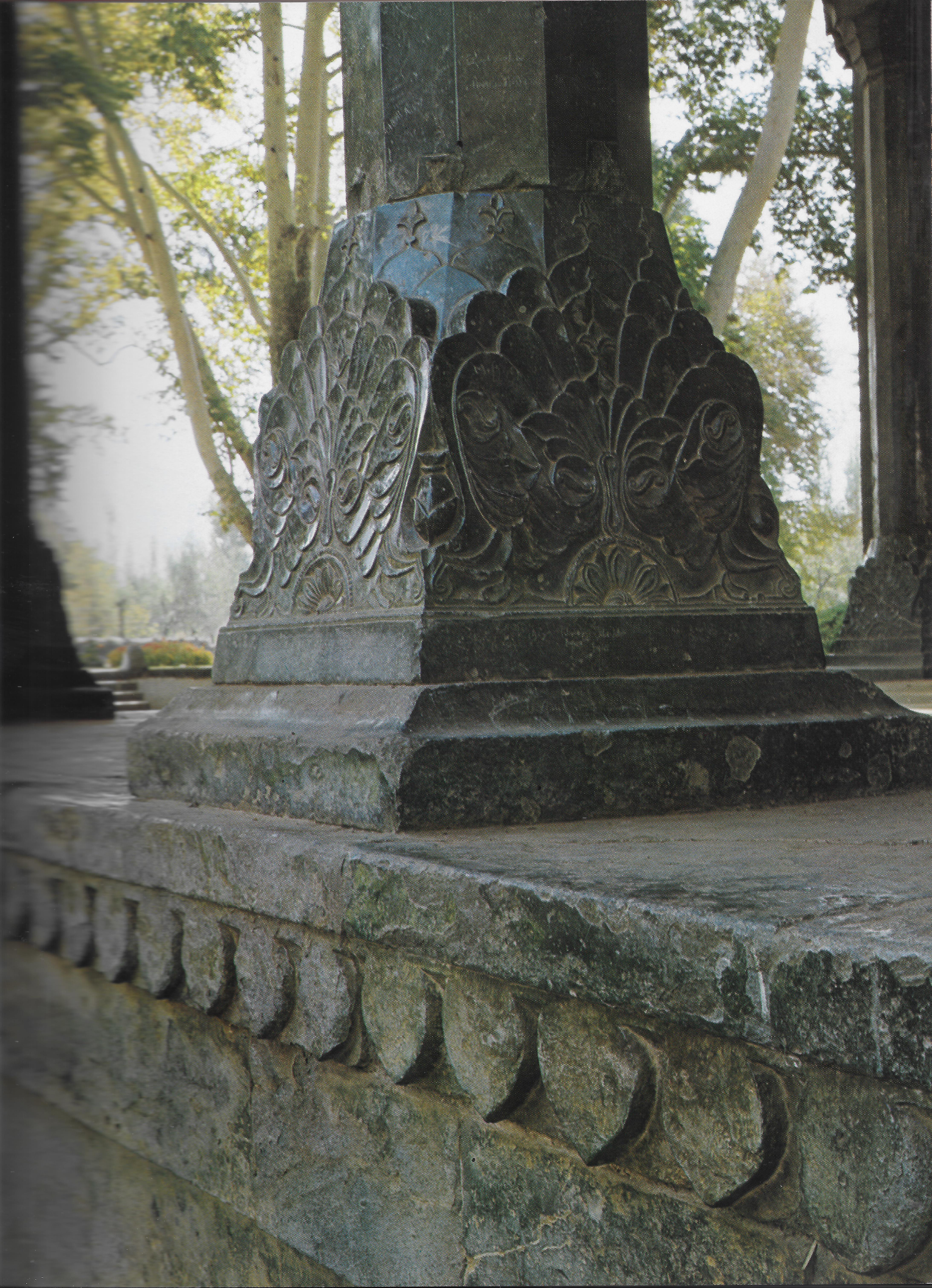 One of the black pillars in Jahangir's Shalimar Bagh at Srinagar