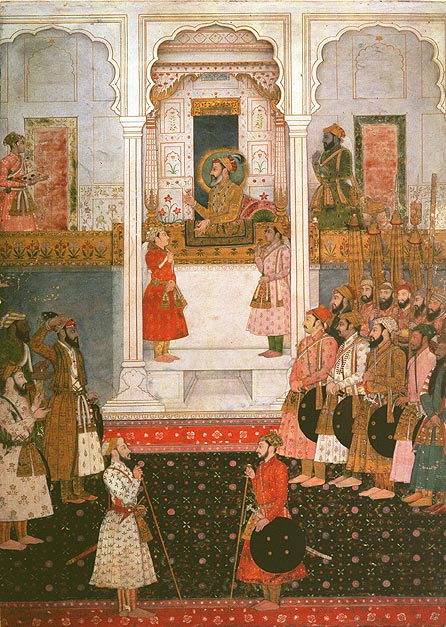 Emperor Shah Jahan and Prince Aurangzeb in Mughal Court