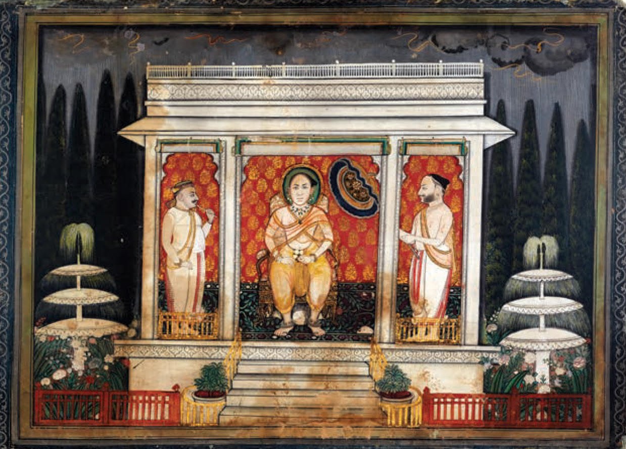 A Goswami enjoying monsoon in a baradari