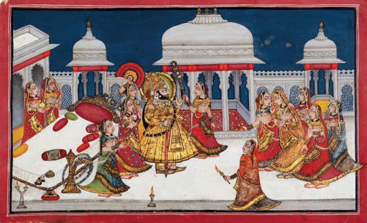 Maharana Bhim Singh of Mewar in his harem - Mewar