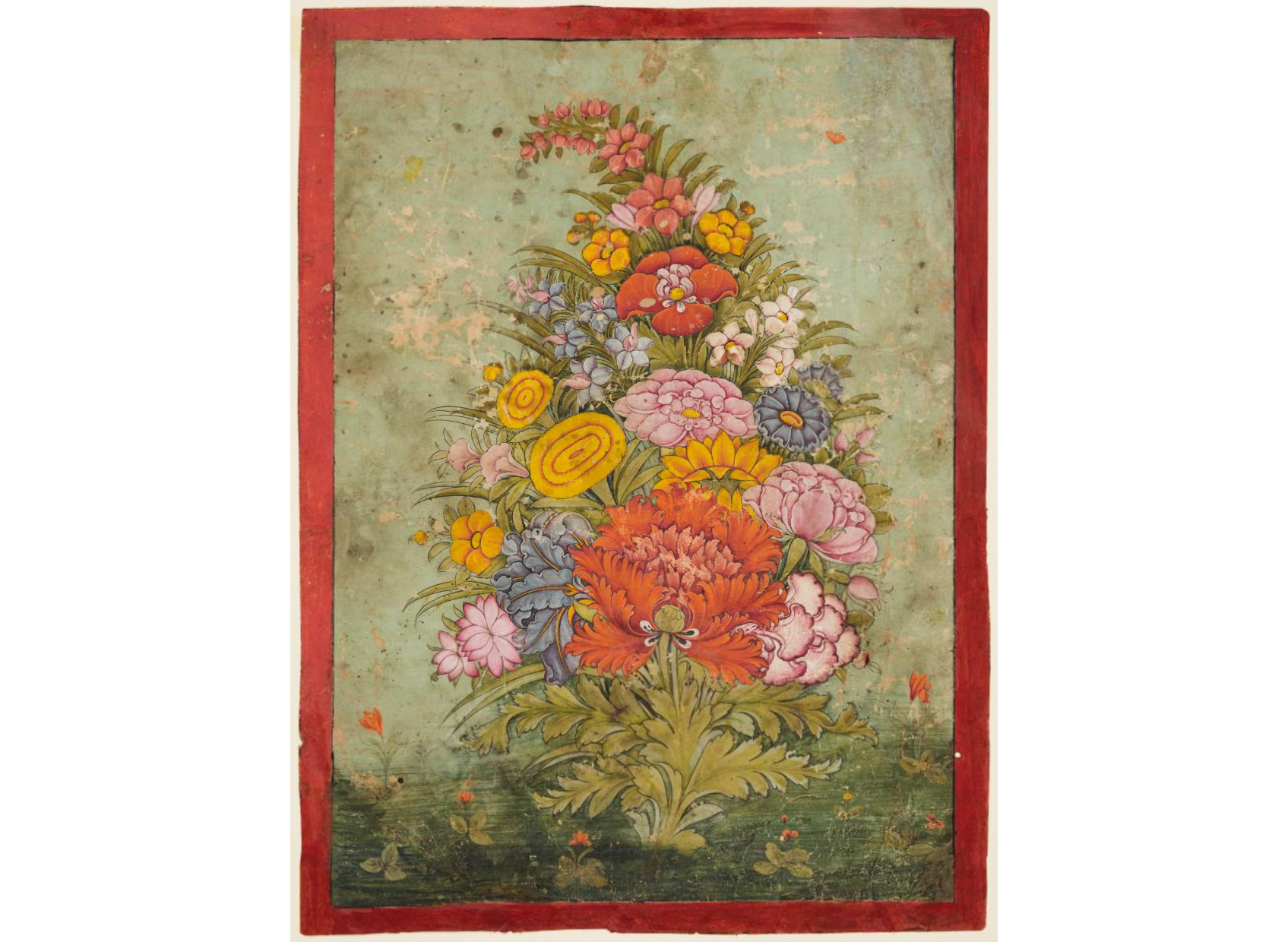 Still Life: Bouquet of Flowers Emerging from the Grass