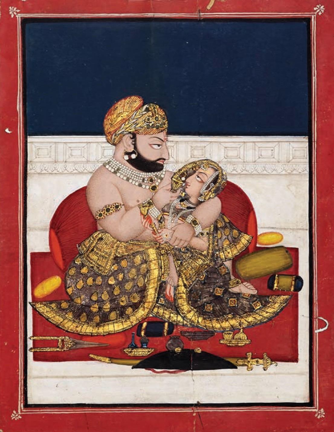 Rawat Gokul Das of Devgarh with a consort