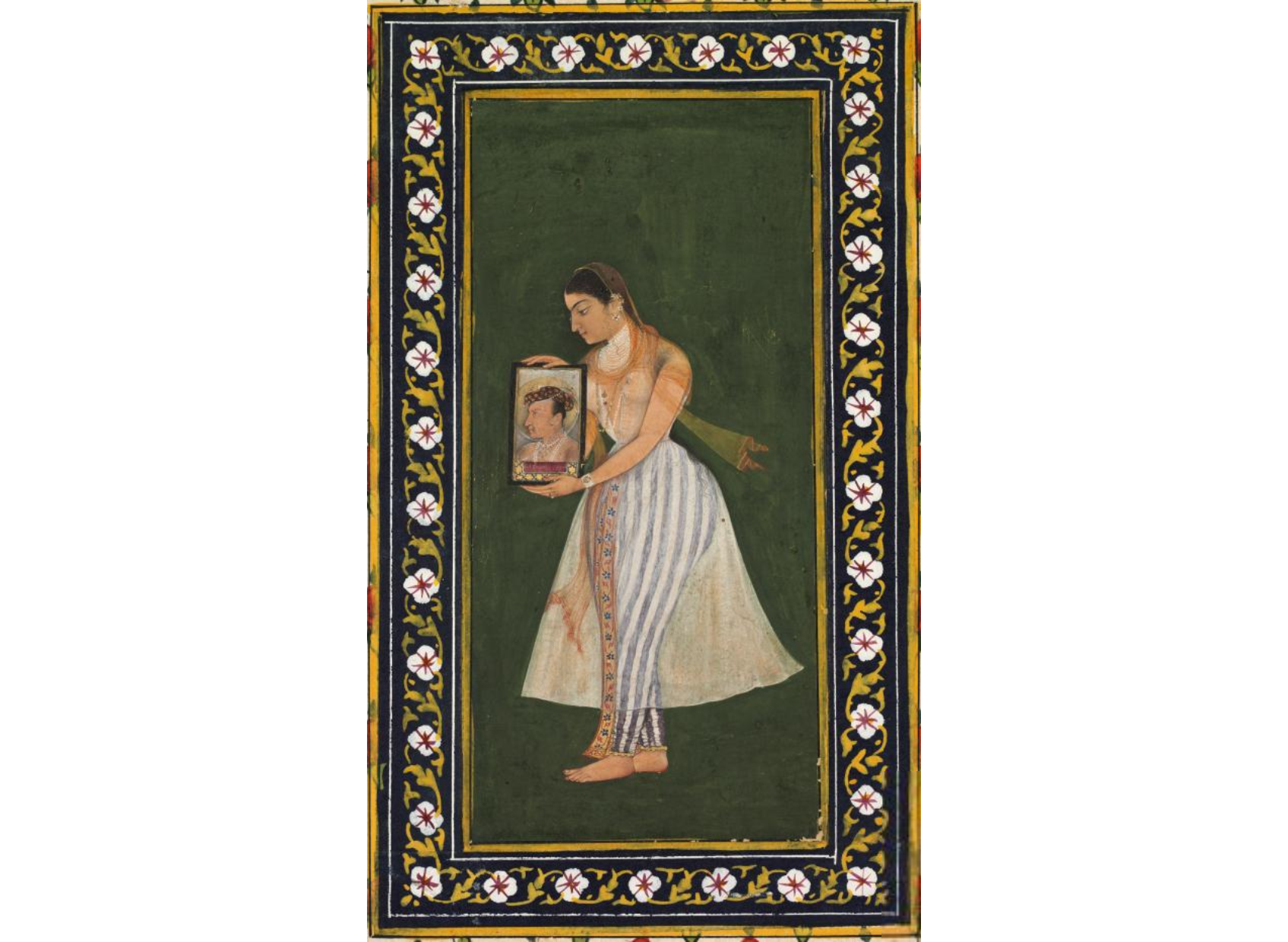 Nur Jahan Holding a Portrait of Emperor Jahangir